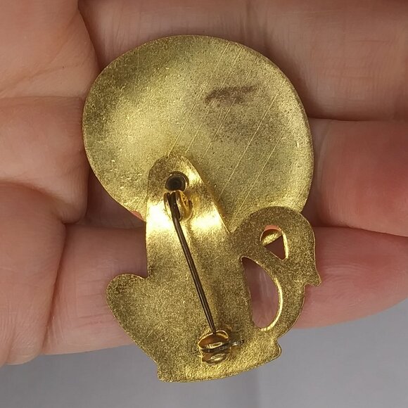 VTG Pin Brooch Lion Articulated moveable poseable head whimsical fun enamel - Picture 10 of 16